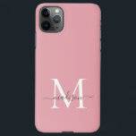 Girly Blush Pink Monogram Elegant Grey Chic Script iPhone 11Pro Max Case<br><div class="desc">Girly Blush Pink Monogram Elegant Grey Chic Script Phone Case</div>