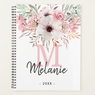 Girly Blush Pink Monogram Floral 2023 Planner