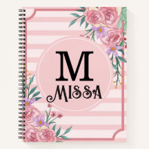 Girly Blush Pink Monogram Floral Stylish