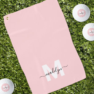 Girly Blush Pink Monogram Golf Towel