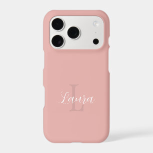 Girly blush pink monogram name script personalised