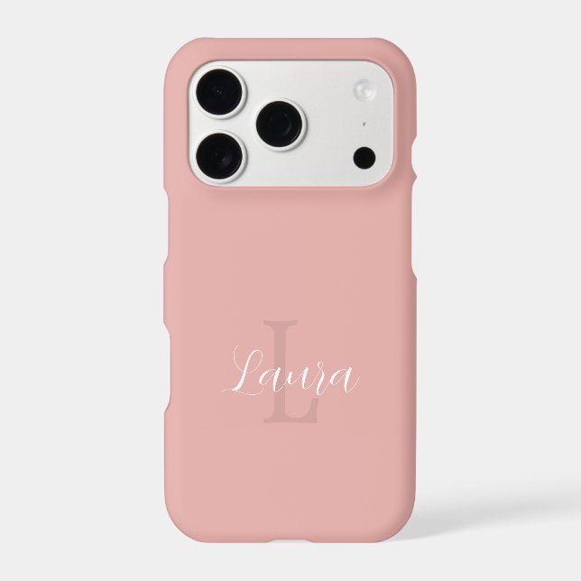 Girly blush pink monogram name script personalised (Back)