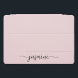 Girly Blush Pink Monogram Name Signature Script iPad Pro Cover<br><div class="desc">Girly Minimal Simple Blush Pink Monogram Name Script Signature Custom Personalised iPad Cover. These design featuring your first name in a pretty hand lettered style swash tail font Calligraphy (or typography) on pastel light blush pink or dusty pink. These are easy to customise. Great stylish feminine gift for birthday, mother’s...</div>