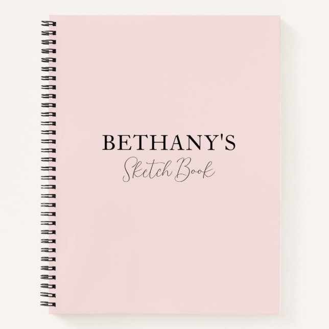 Girly Blush Pink Name Spiral Notebook (Front)