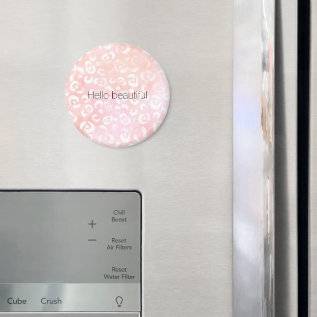 Girly Blush Pink Peach Gold Leopard Animal Magnet (In Situ (Fridge))