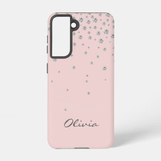 Girly Blush Pink Personalizable Name Samsung Galaxy Case