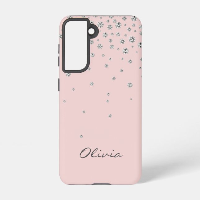 Girly Blush Pink Personalizable Name   Samsung Galaxy S21 Case (Back)