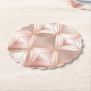 Girly Blush Pink Rose Gold Abstract Paper Coaster