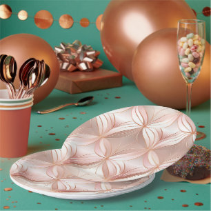 Girly Blush Pink Rose Gold Abstract Paper Plate