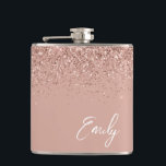 Girly Blush Pink Rose Gold Glitter Monogram Flask<br><div class="desc">Girly Rose Gold - Blush Pink Faux Foil Metallic Sparkle Glitter Monogram Name and Initial Party Flask. This makes the perfect sweet 16 birthday,  wedding,  bridal shower,  anniversary,  baby shower or bachelorette party gift for someone that loves glam luxury and chic styles.</div>