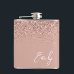 Girly Blush Pink Rose Gold Glitter Monogram Flask<br><div class="desc">Girly Rose Gold - Blush Pink Faux Foil Metallic Sparkle Glitter Monogram Name and Initial Party Flask. This makes the perfect sweet 16 birthday,  wedding,  bridal shower,  anniversary,  baby shower or bachelorette party gift for someone that loves glam luxury and chic styles.</div>