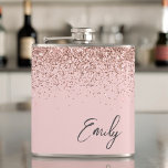 Girly Blush Pink Rose Gold Glitter Monogram Hip Flask<br><div class="desc">Girly Rose Gold - Blush Pink Faux Foil Metallic Sparkle Glitter Monogram Name and Initial Party Flask. This makes the perfect sweet 16 birthday,  wedding,  bridal shower,  anniversary,  baby shower or bachelorette party gift for someone that loves glam luxury and chic styles.</div>