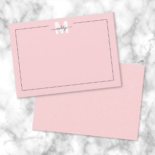 Girly Blush Pink Script Name Monogram Card