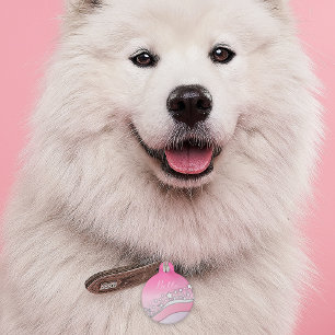 Girly Blush Pink Silver Stars Dreamy Celestial Pet Tag