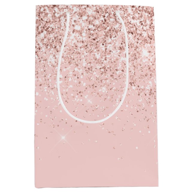 Girly Blush Pink Sparkle Glitter Medium Gift Bag (Front)