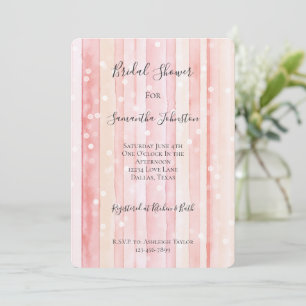 Girly Blush Pink Stripes White Dots Bridal Shower Invitation