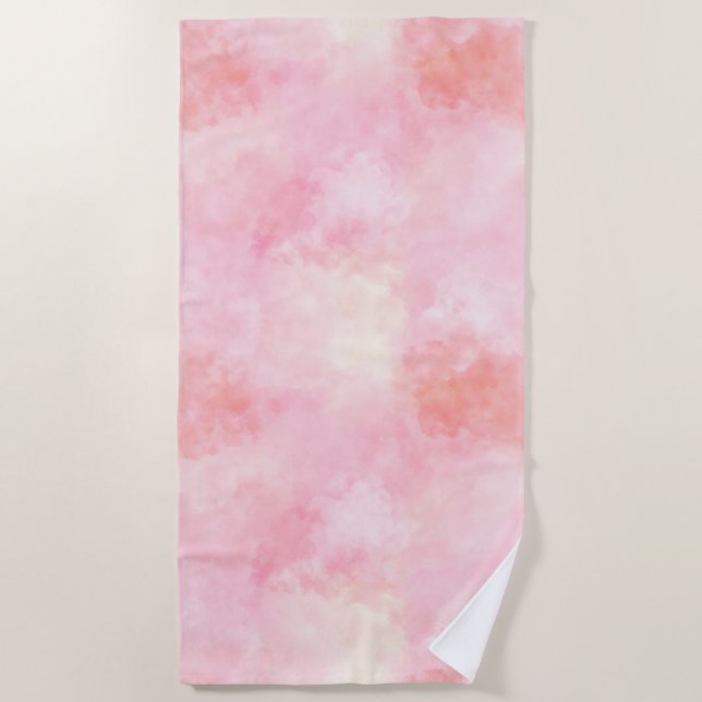 Girly Blush Pink Tie Dye Beach Towel (Front)