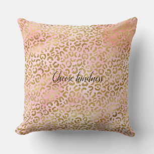 Girly Blush Pink Tie Dye Gold Leopard Print Cushion