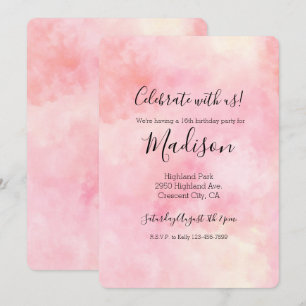 Girly Blush Pink Tie Dye Invitation