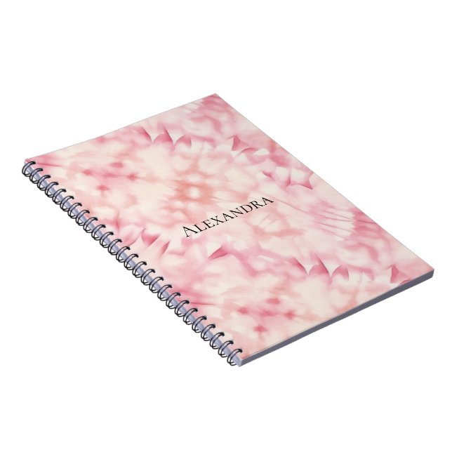 Girly Blush Pink Tie Dye Notebook (Right Side)