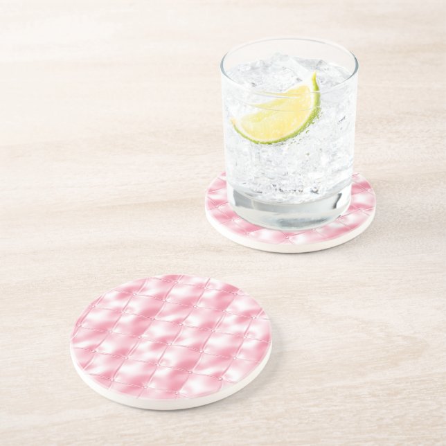 Girly Blush Pink Tufts Coaster (Side)