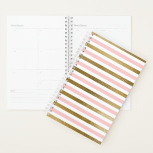 Girly Blush Pink, White and Gold Foil Pattern Planner