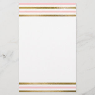 Girly Blush Pink, White and Gold Foil Pattern Stationery