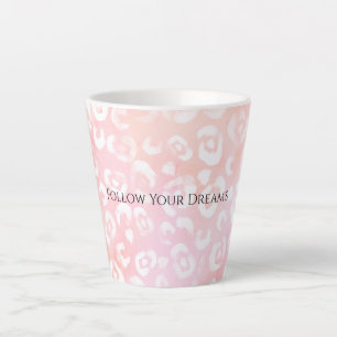 Girly Blush Pink White Leopard Animal  Latte Mug