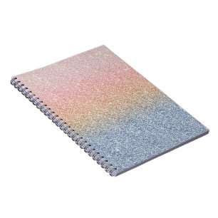 Girly Blush Rose Gold Blue Ombre Glitter Sparkles Notebook