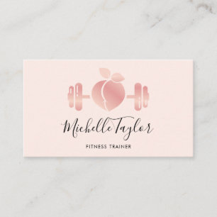 Girly Blush Rose Gold Fitness Trainer Business Car Card