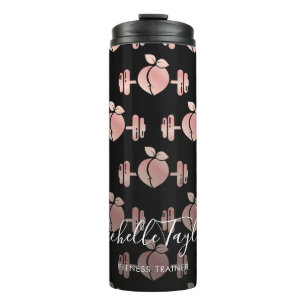 Girly Blush Rose Gold Fitness Trainer Business Car Thermal Tumbler