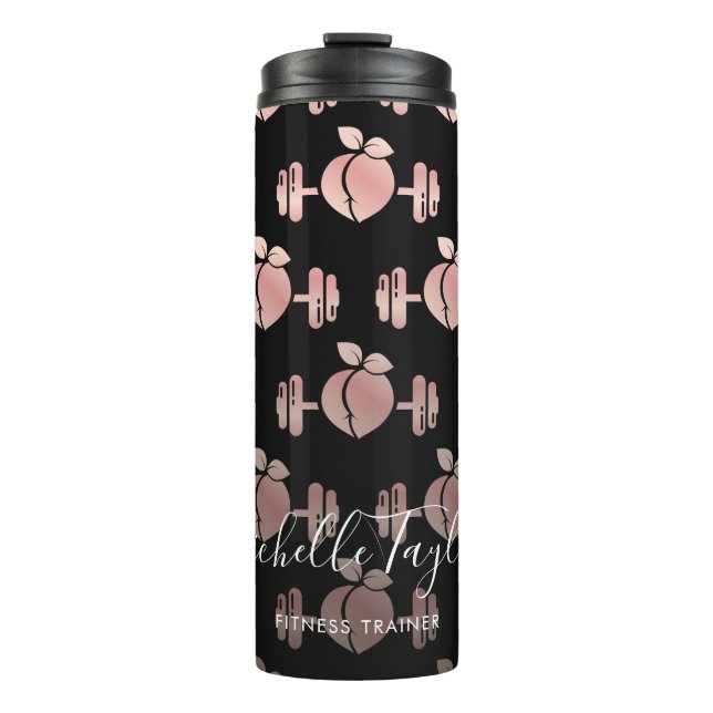 Girly Blush Rose Gold Fitness Trainer Business Car Thermal Tumbler (Front)