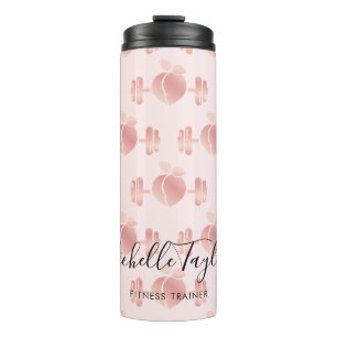 Girly Blush Rose Gold Fitness Trainer Business Car Thermal Tumbler