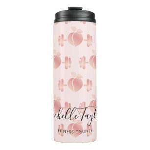 Girly Blush Rose Gold Fitness Trainer Business Car Thermal Tumbler