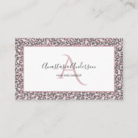 Girly Blush Rose Gold Leopard Spots White Monogram