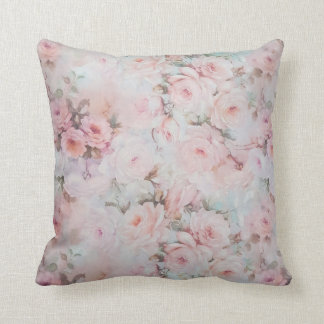 Girly blush tones pink boho country floral cushion