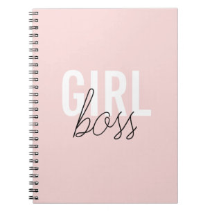 Girly blush typography script girl boss notebook
