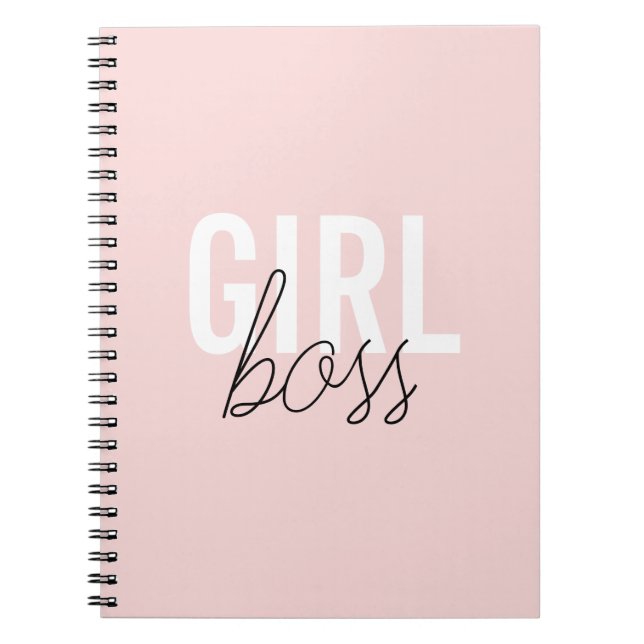 Girly blush typography script girl boss notebook (Front)