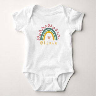 Girly Boho Rainbow with Personalised Name Baby Bodysuit