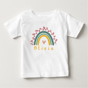 Girly Boho Rainbow with Personalised Name  Baby T-Shirt