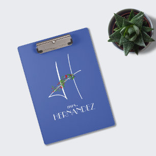 Girly boho watercolor initial H  Clipboard