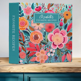Girly Botanical Floral  3 Ring Binder