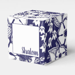 Girly Botanical Shalom Blue White Garden Drawing Favour Box