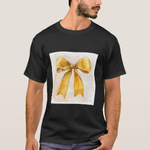 Girly Bow in Watercolor coquette Aesthetic golden T-Shirt