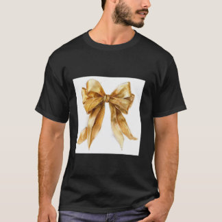 Girly Bow in Watercolor coquette Aesthetic golden T-Shirt