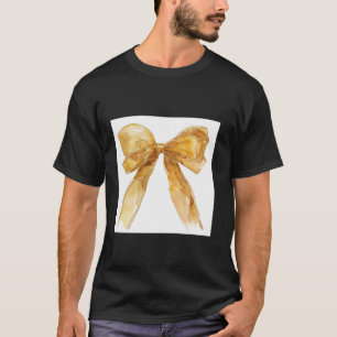 Girly Bow in Watercolor coquette Aesthetic golden T-Shirt