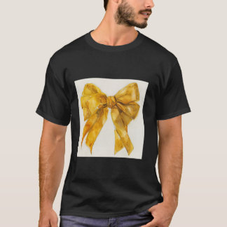 Girly Bow in Watercolor coquette Aesthetic golden T-Shirt