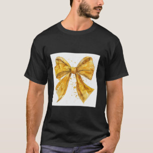 Girly Bow in Watercolor coquette Aesthetic golden T-Shirt