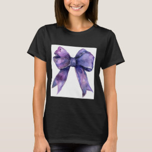 Girly Bow in Watercolor coquette Aesthetic purple T-Shirt