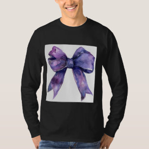 Girly Bow in Watercolor coquette Aesthetic purple T-Shirt